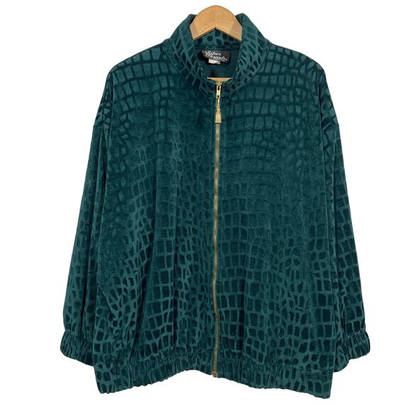 Silver Threads Velour Track Jacket Reptile Print Tassel Jewel Green Gold - 2XP - Picture 1 of 8